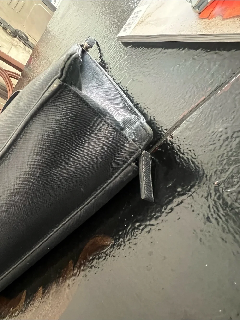 Authentic Prada Black Saffiano Leather Travel Briefcase / Business Bag